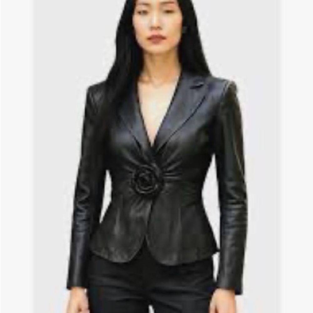 Armani Collezioni Black Leather Blazer